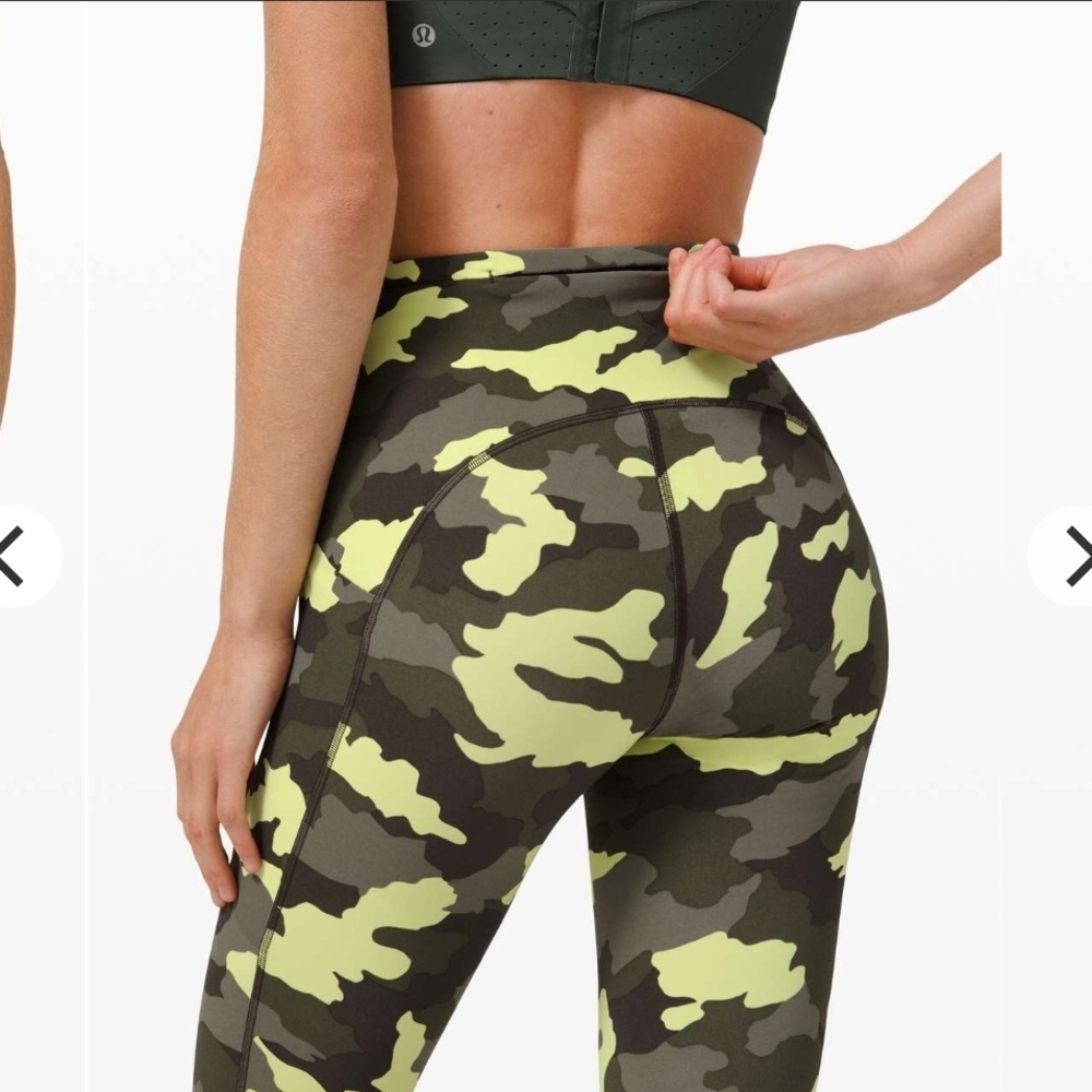 lululemon athletica Women's Camouflage Leggings - Green and Black